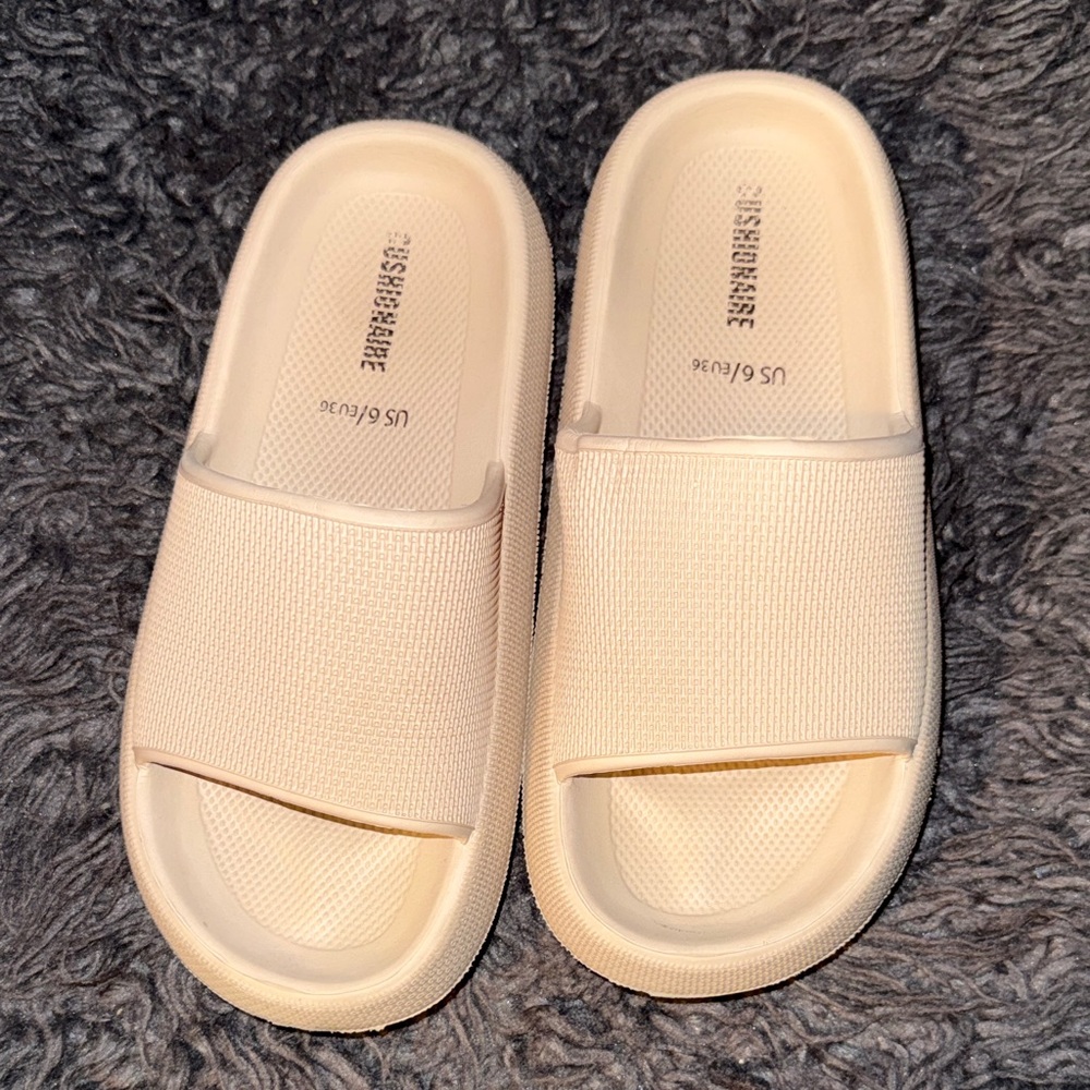 Beige Slide Sandals